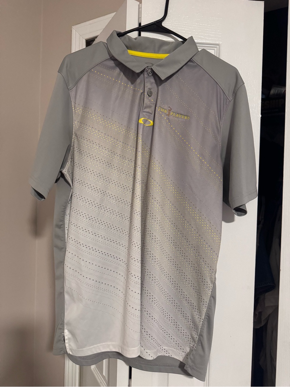 Oakley The Players Championship Sawgrass TPC Golf Polo Shirt Gray Yellow L